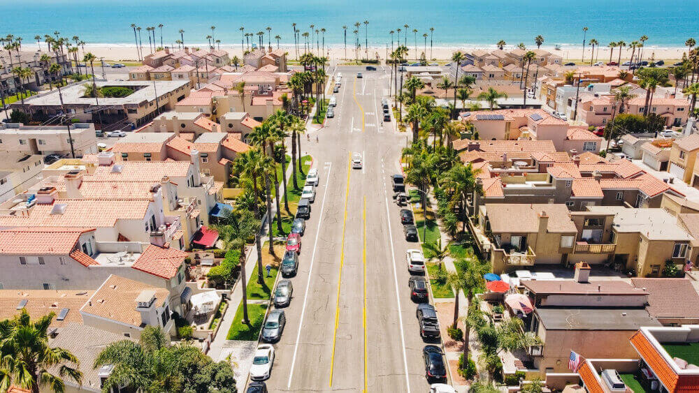 Aerial Photo of Downtown Huntington Beach Houses