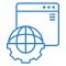 Website configuration icon in blue color