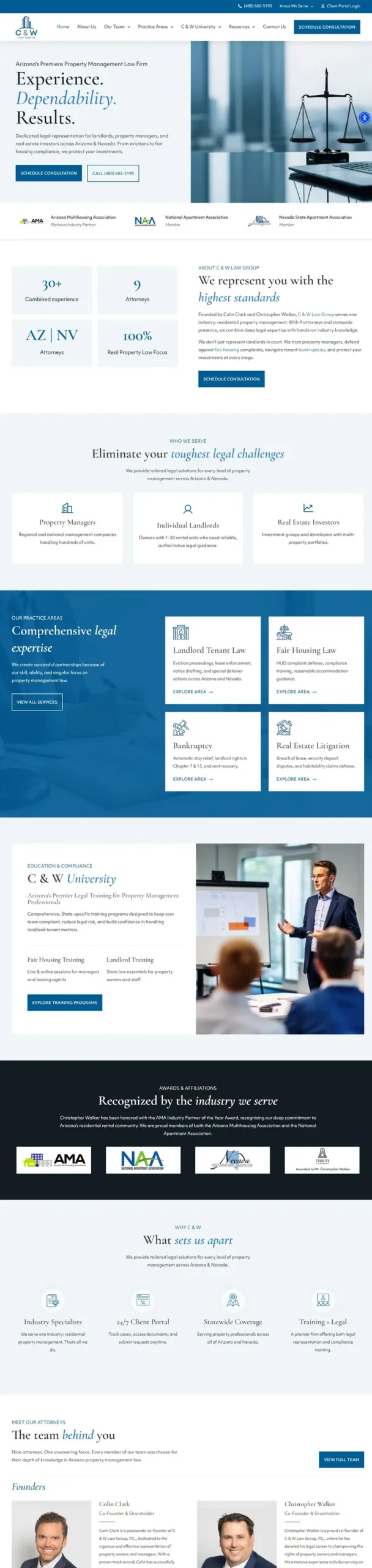 C and W Law Group website designed by Digital Roots Media