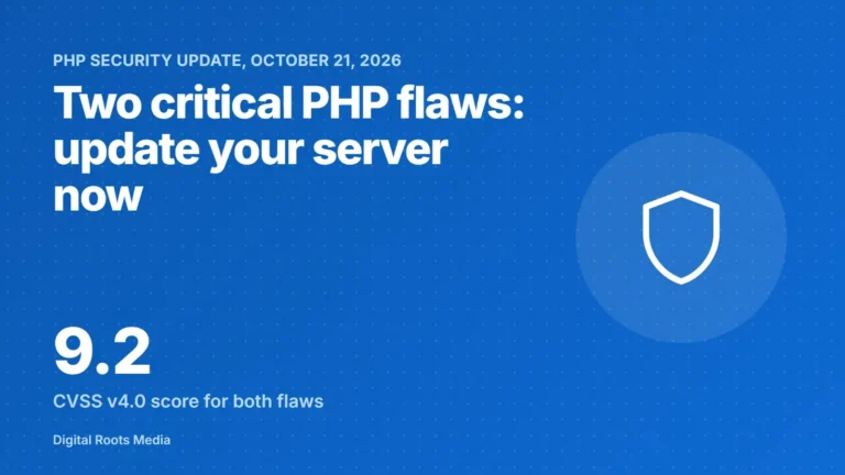 PHP security update October 21, 2026: two critical PHP vulnerabilities rated CVSS v4.0 9.2